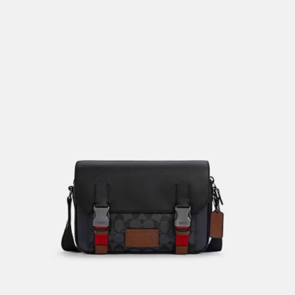 Coach Track Crossbody Messenger in Charcoal Midnight Coloblock & Signature C4141 - Picture 2 of 6